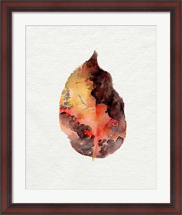 Framed Watercolor Autumn Leaf I Print