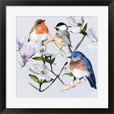 Framed Four Little Birds I Print