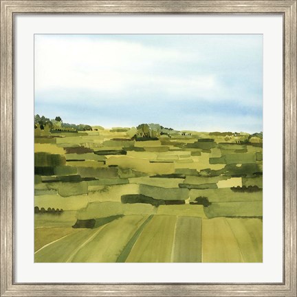 Framed Green Gold Valley I Print