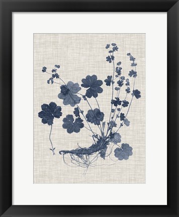 Framed Navy &amp; Linen Leaves I Print