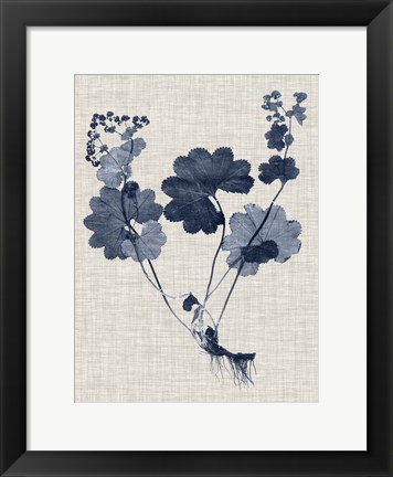 Framed Navy &amp; Linen Leaves IV Print