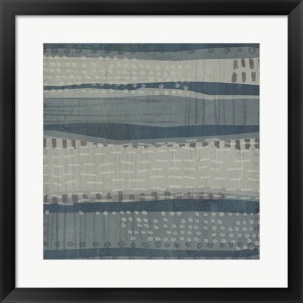 Framed Blue Dusk Textile I Print