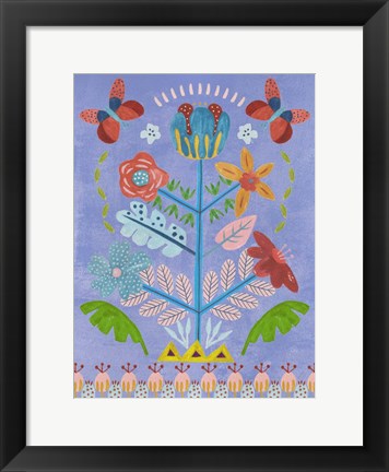 Framed Embroidered Garden I Print