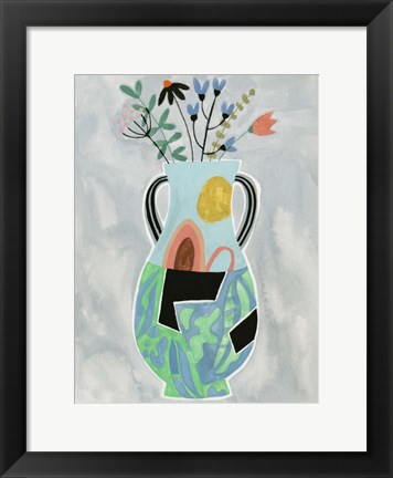 Framed Collage Vase I Print