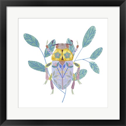 Framed Floral Beetles III Print
