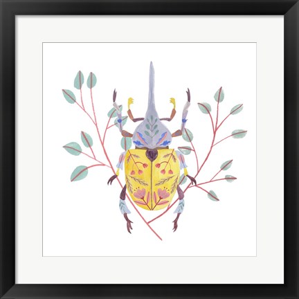 Framed Floral Beetles VI Print