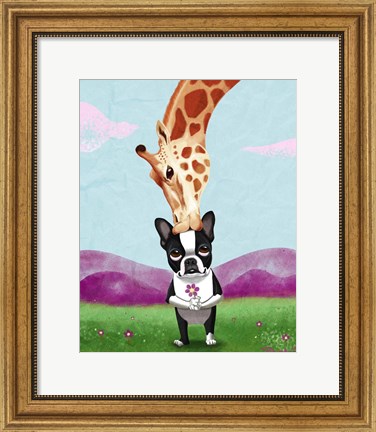 Framed Giraffe Kisses Print