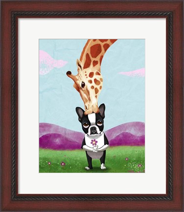 Framed Giraffe Kisses Print