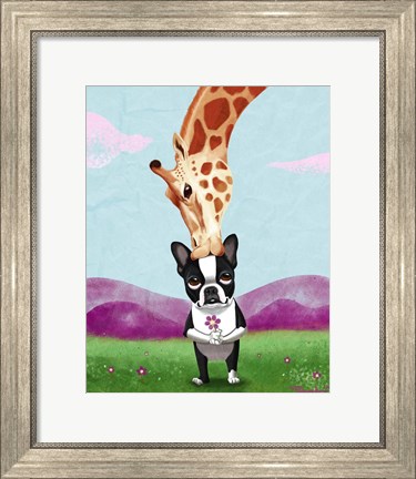 Framed Giraffe Kisses Print