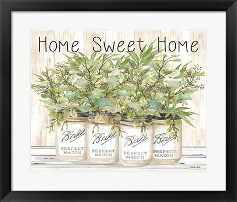 Framed Home Sweet Home Ball Jars Print
