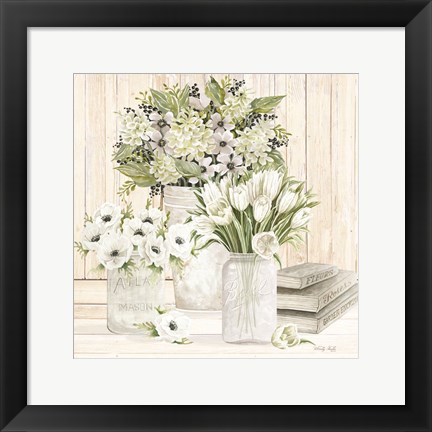 Framed Collection of White Flowers Print