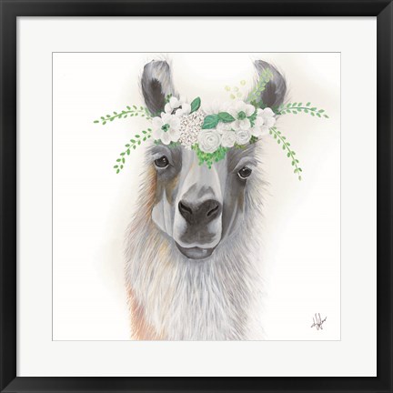 Framed Floral Llama Print