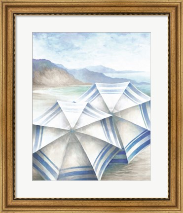 Framed Coastal Umbrellas Print