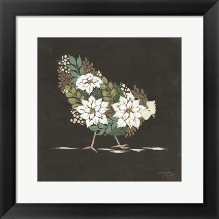 Framed Floral Winter Hen Print