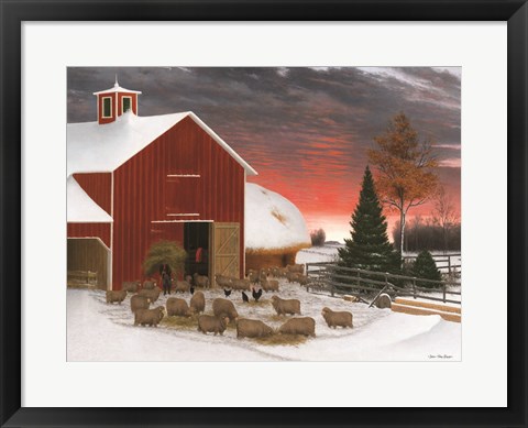 Framed Snowy Farm Print