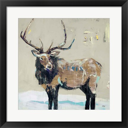 Framed Winter Elk Neutral Print