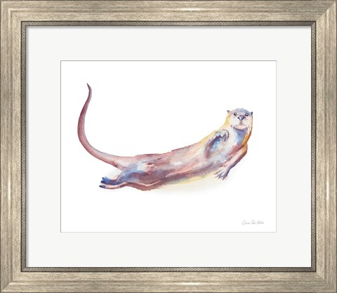 Framed Swimming Otter I Print