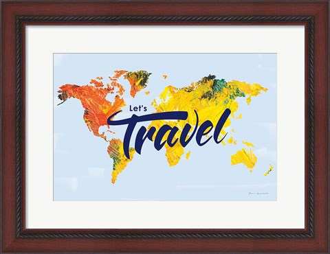 Framed Lets Travel World Map Print