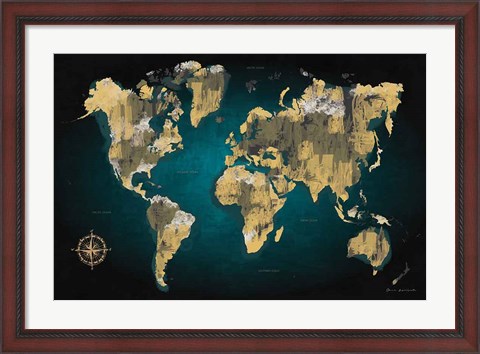 Framed Sketched World Map Print