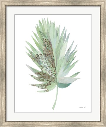 Framed Boho Tropical Leaf IV Green Print