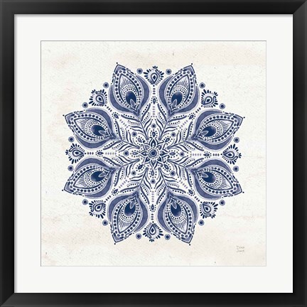 Framed Bohemian Vibes VI Mandala Blue Print