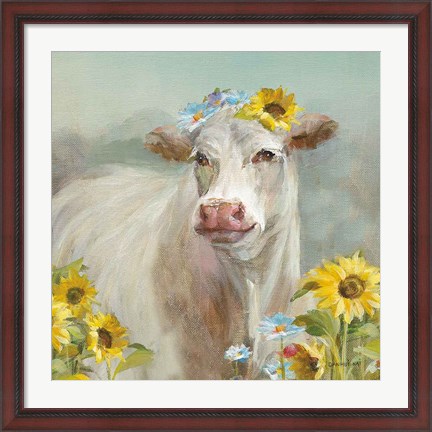 Framed Cow in a Crown Print