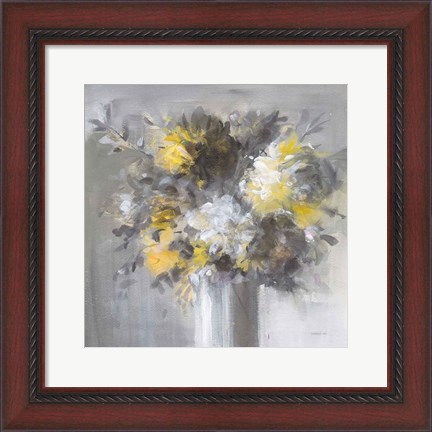 Framed Weekend Bouquet Yellow Gray Print