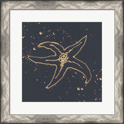 Framed Gold Starfish III Print