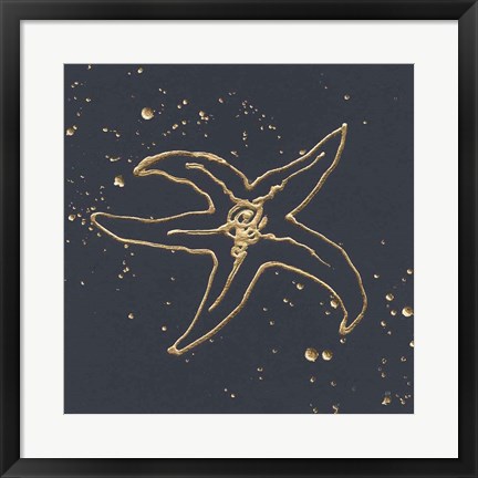 Framed Gold Starfish III Print