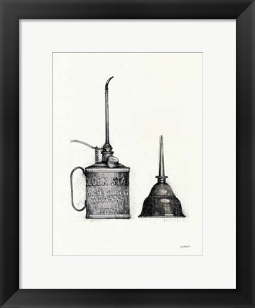 Framed Oil Cans with Color Crop Print