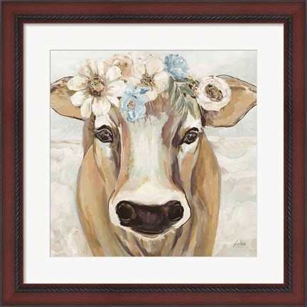 Framed Beau with Flowers Neutral Print
