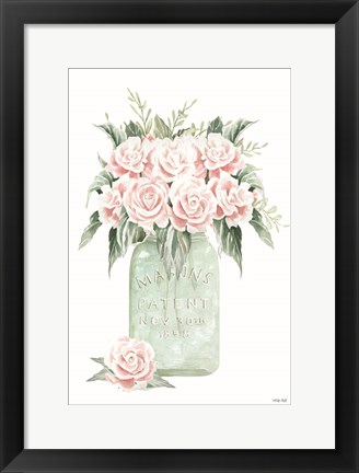 Framed Jar of Roses Print