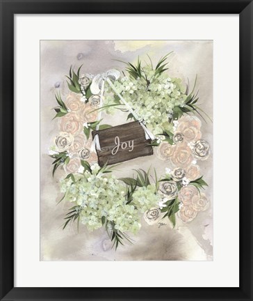 Framed Hydrangea Wreath Pale Pink Print