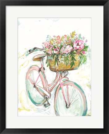 Framed Bicycle with Flower Basket Print