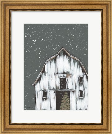 Framed Winter Night Barn Print