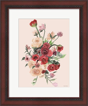 Framed Deep Red Floral Bouquet Print