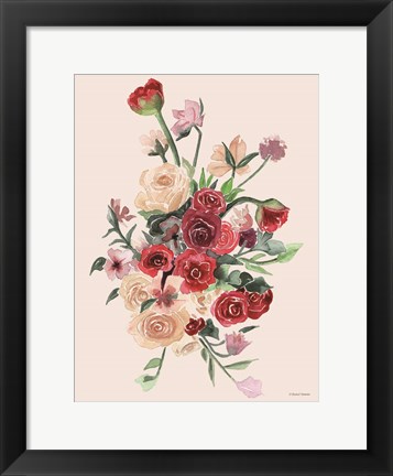 Framed Deep Red Floral Bouquet Print