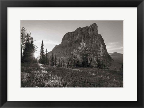 Framed Boulder Pass Glacier National Park BW Print