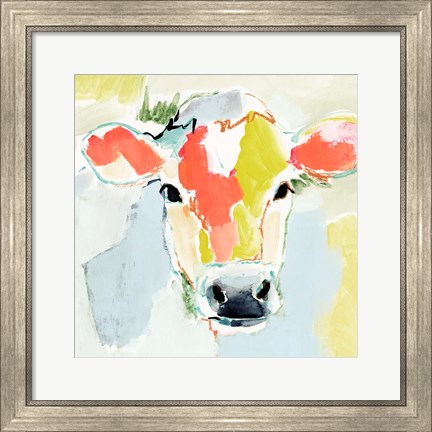Framed Pastel Cow I Print