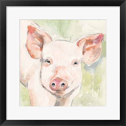 Framed Sunny the Pig I Print
