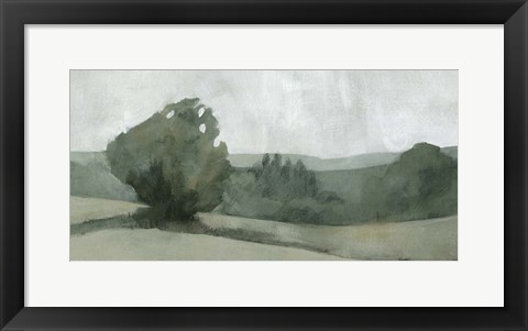 Framed Soft Green Landscape I Print