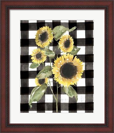 Framed Buffalo Check Sunflower I Print