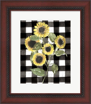 Framed Buffalo Check Sunflower II Print