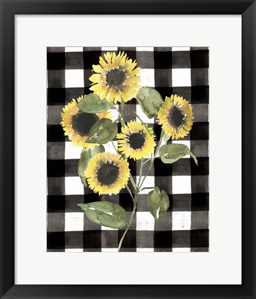 Framed Buffalo Check Sunflower II Print