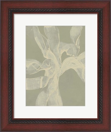 Framed White Ribbon on Celadon II Print