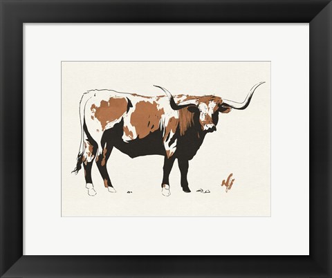 Framed Terre Cotta Steer I Print