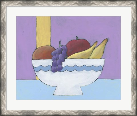Framed White Fruit Bowl I Print