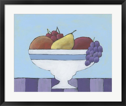 Framed White Fruit Bowl II Print