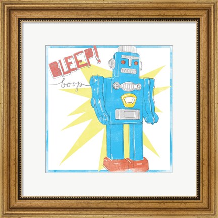 Framed Toy Tin Robots III Print