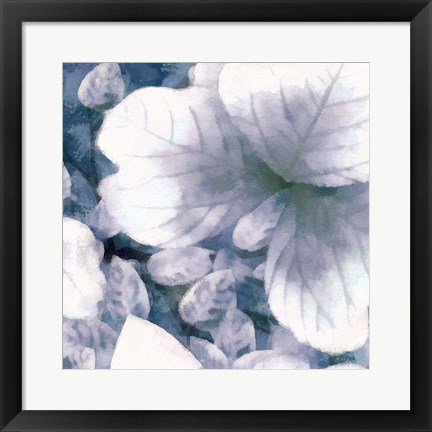 Framed Blue Shaded Leaves I Print